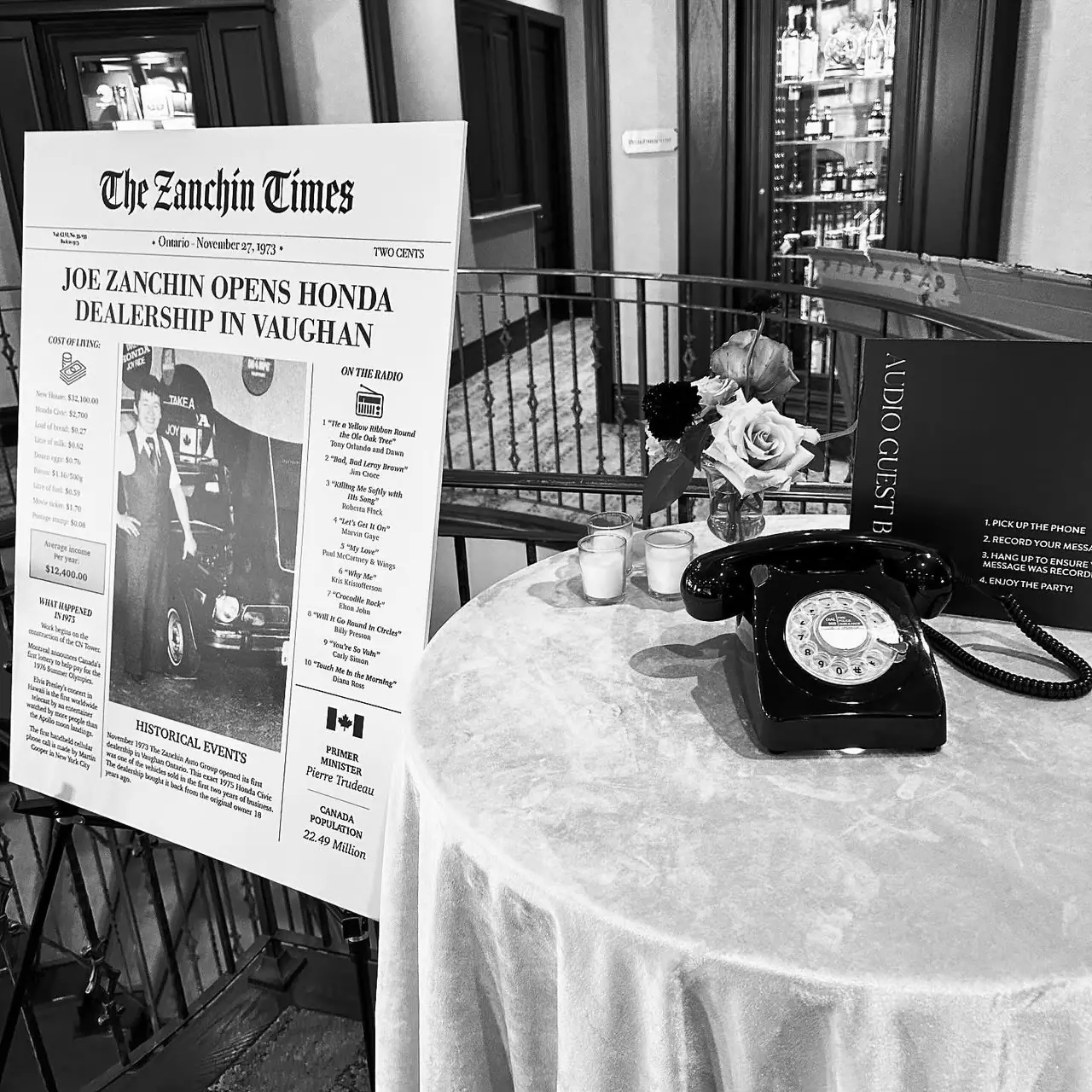 Vintage rotary phone audio guest book at wedding